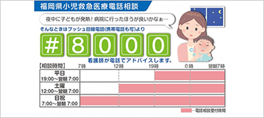 子どもの急な病気に困ったら・・・小児救急医療電話相談（＃８０００）
